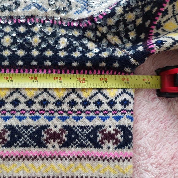 J. Crew Sequin Fair Isle Lambswool Sweater Size Small - Picture 8 of 11